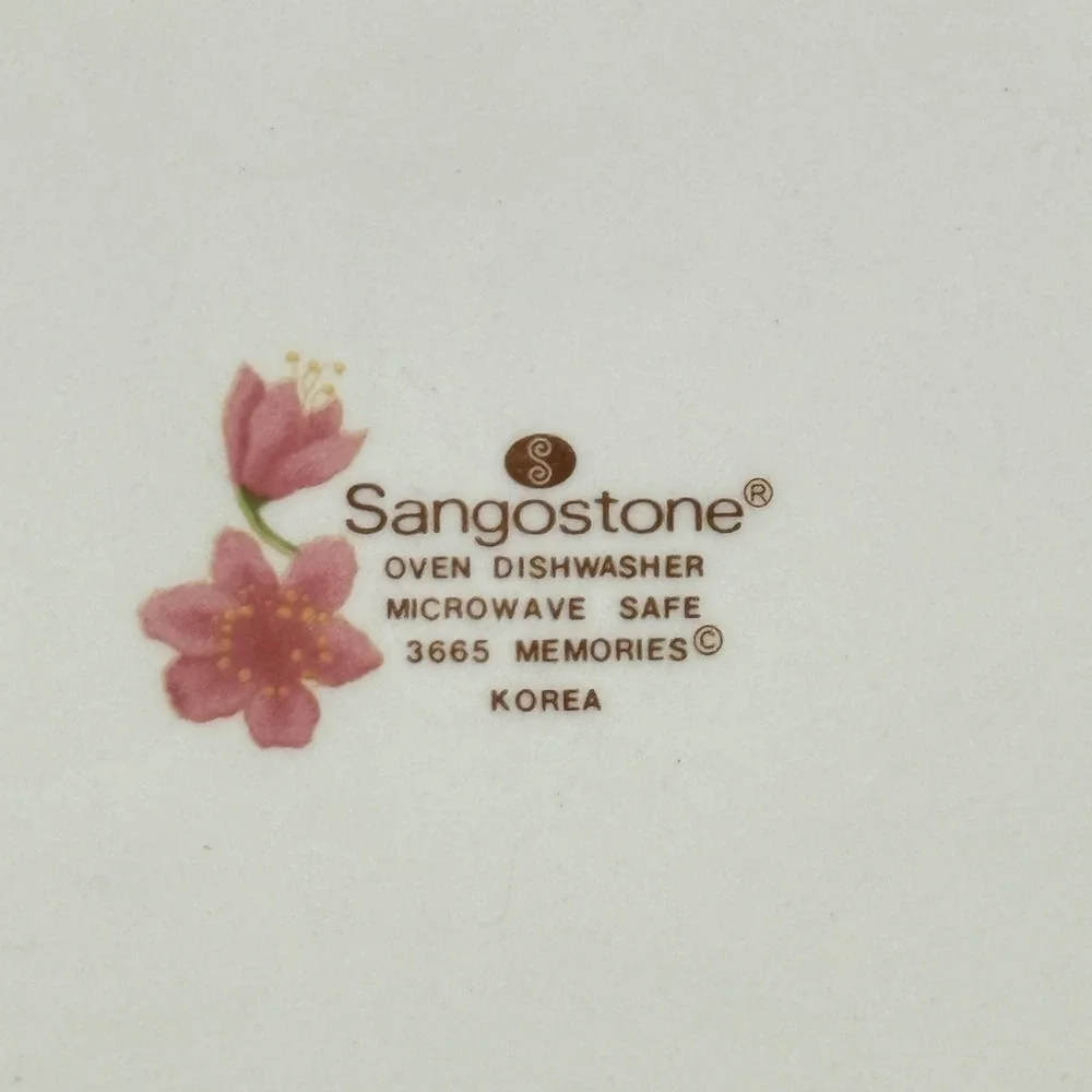 Sango Memories 3665 Bread and Butter‎ Plates Set 6 Floral Black Rim 7.5 inch